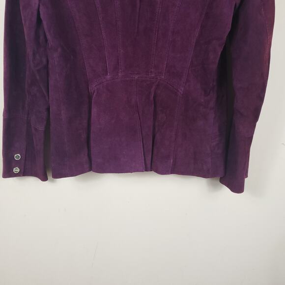 Isaac Mizrahi Live!  Burgundy Suede Moto Jacket 4 - Picture 5 of 12